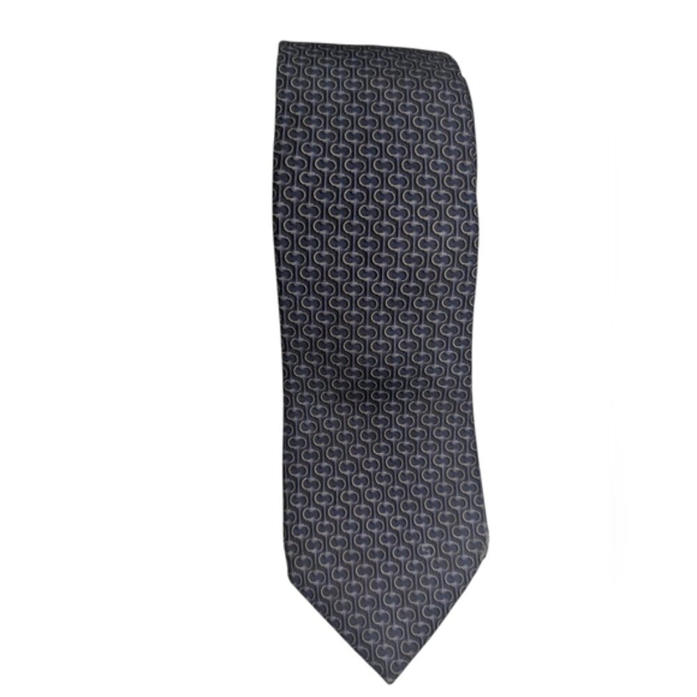 Authentic Gucci Blue Silk Printed Tie